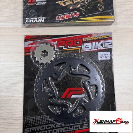 Bộ nhông sên dĩa Pro-Bike tán đúc vàng đen cho Exciter 150 (42T) 428HS