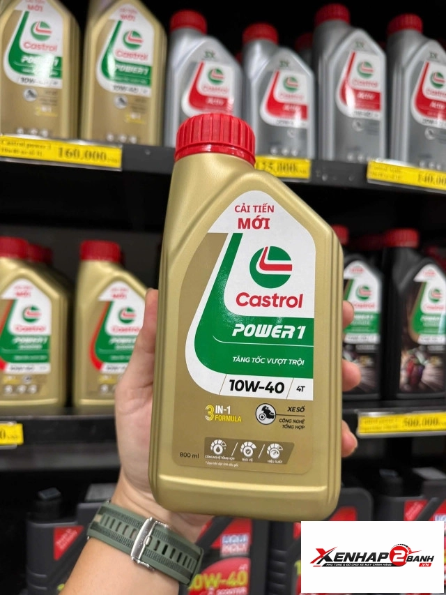 Nhớt castrol power 1 10w40 08l dành cho xe số - 1