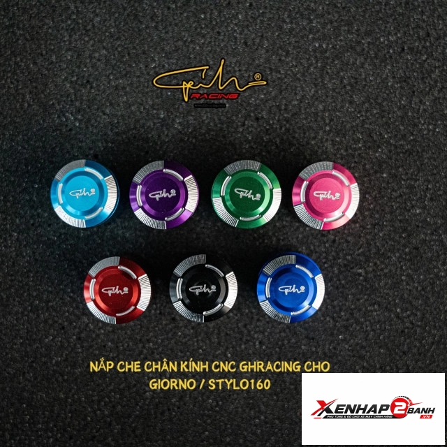 Nút che chân kính gh racing nhôm cnc cho stylo scoopy giorno vision ab - 1