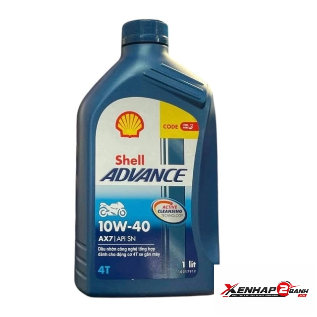 Nhớt shell advance 4t ax7 10w40 synthetic based 1l - 1
