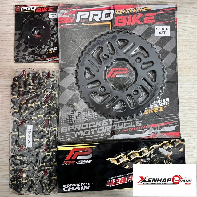 Bộ nhông sên dĩa pro-bike cho sonic 15t - 42t- 428hs sên tán đúc - 1