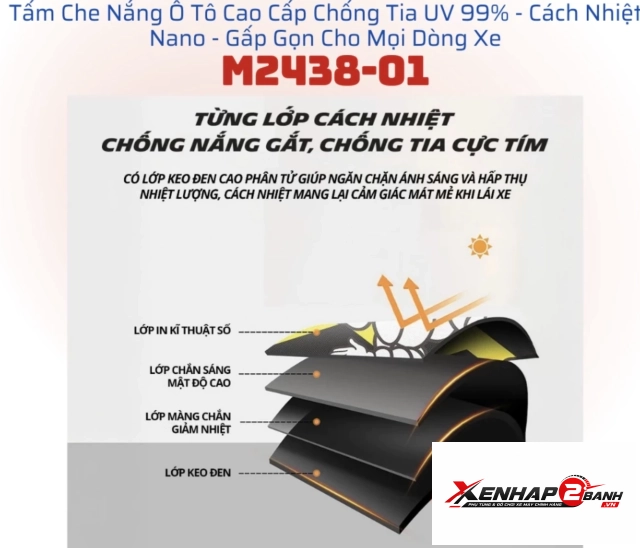 Bộ che nắng xe ô tô michelin m2438-01set 4 cái - 3