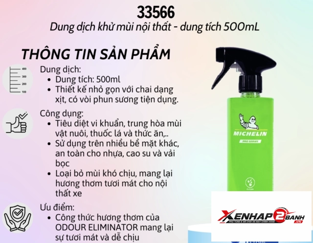 Chai khử mùi nội thất ô tô michelin-w33566 - 3