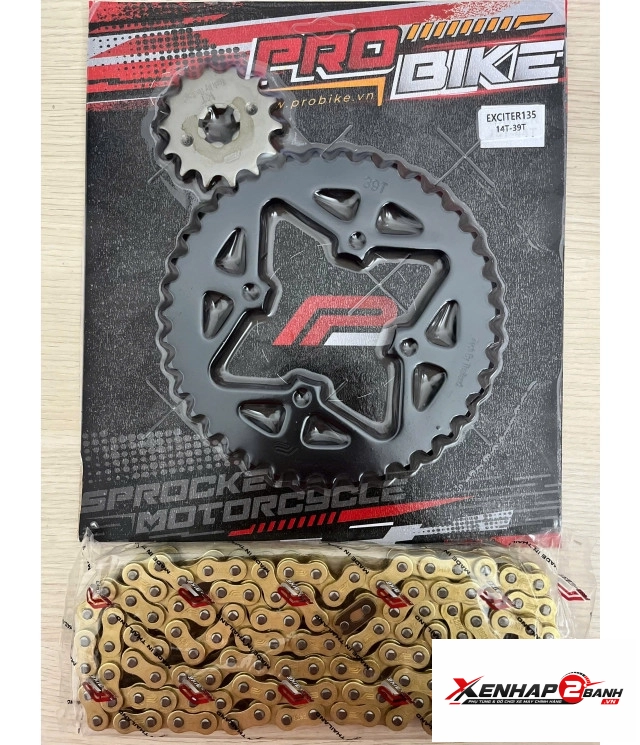 Bộ nhông sên dĩa pro-bike cho exciter 135 sên vàng 39t - 1