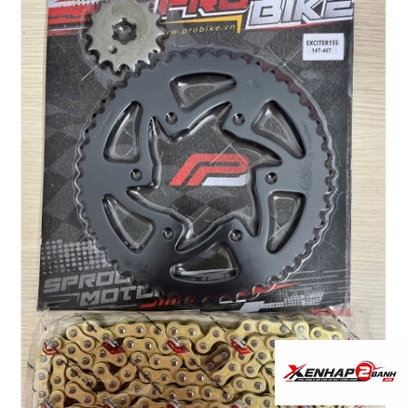 Bộ nhông sên dĩa Pro-Bike sên vàng cho Exciter 155 (46T)