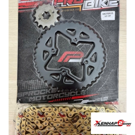 Bộ nhông sên dĩa Pro-Bike cho Exciter 135 sên vàng (39T)
