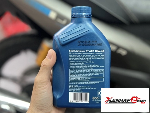 Nhớt shell advance 4t ax7 10w40 synthetic based 08l - 2