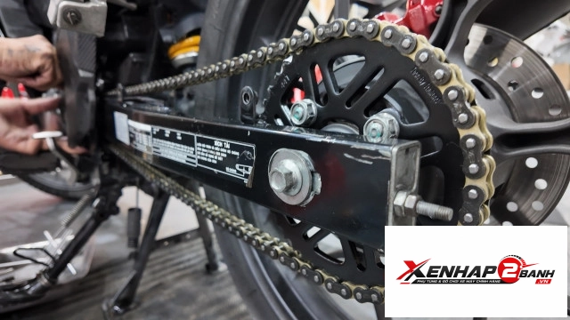 Bộ nhông sên dĩa pro-bike tán đúc vàng đen cho winner 44t 428hs - 4