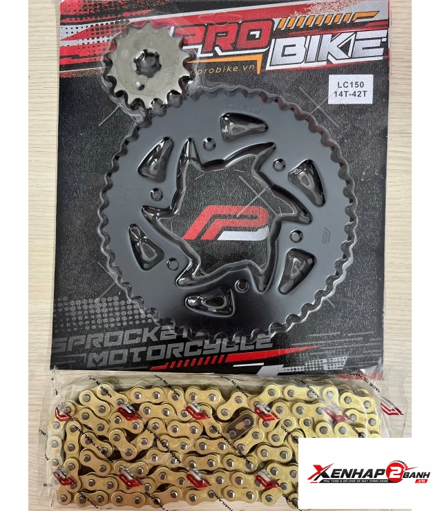 Bộ nhông sên dĩa pro-bike sên vàng cho exciter 150 42t - 1