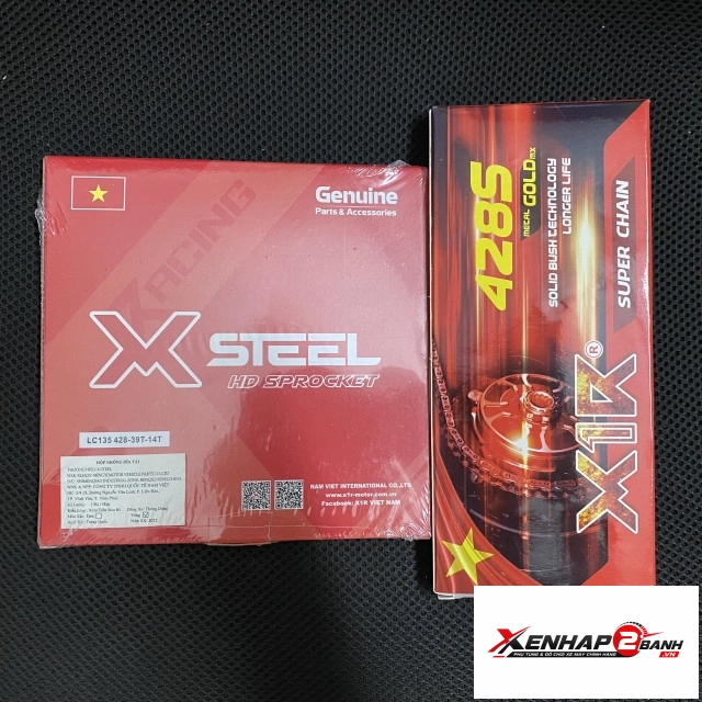 Bộ nhông sên dĩa x1r cho exciter 135 114l vàng - crom - 1