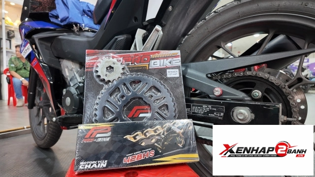 Bộ nhông sên dĩa pro-bike tán đúc vàng đen cho winner 44t 428hs - 3