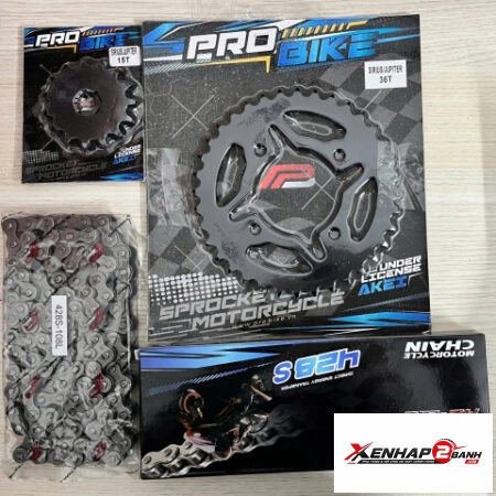 Bộ nhông sên dĩa Pro-Bike cho Sirius 15T – 36T- Sên 428S 108L (sên tán đúc)