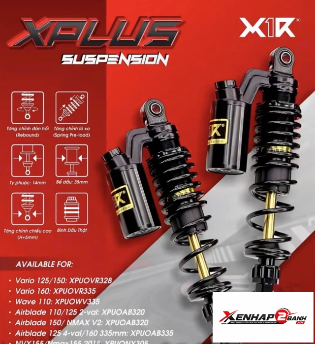 Phuộc x1r x plus ty vàng bình dầu cho air blade 2val chính hãng - 1