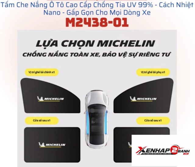 Bộ che nắng xe ô tô michelin m2438-01set 4 cái - 1