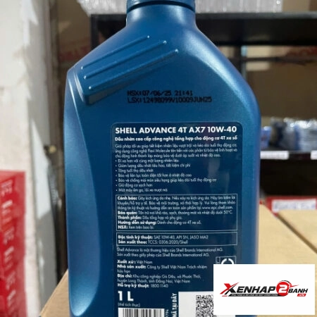 Nhớt Shell Advance 4T AX7 10W40 Synthetic Based 1L