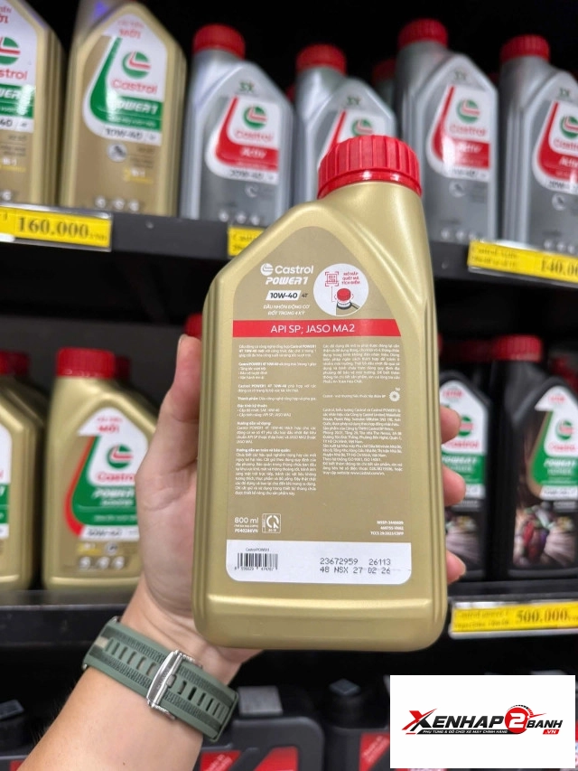 Nhớt castrol power 1 10w40 08l dành cho xe số - 2