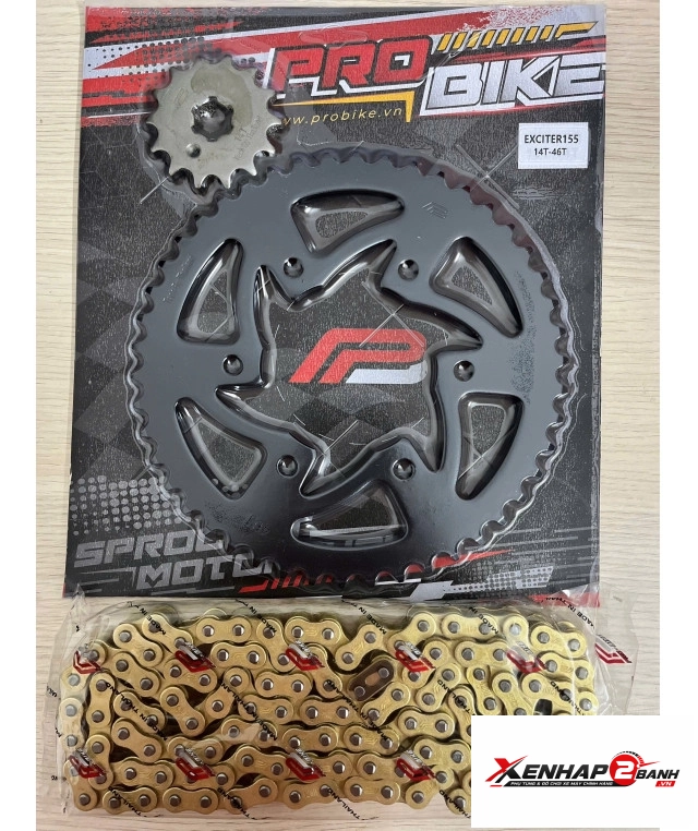 Bộ nhông sên dĩa pro-bike sên vàng cho exciter 155 46t - 1