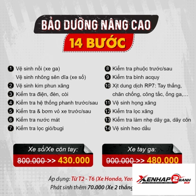 Gói bảo dưỡng xe tay ga nâng cao 14 bước - 1