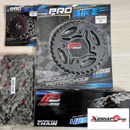Bộ nhông sên dĩa Pro-Bike cho Sirius 15T – 35T- Sên 428S 108L (sên tán đúc)