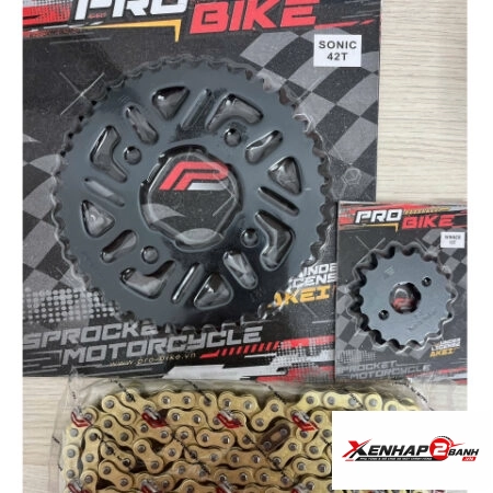 Bộ nhông sên dĩa Pro-Bike cho Sonic sên vàng (42T)