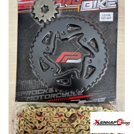 Bộ nhông sên dĩa Pro-Bike sên vàng cho Exciter 150 (42T)