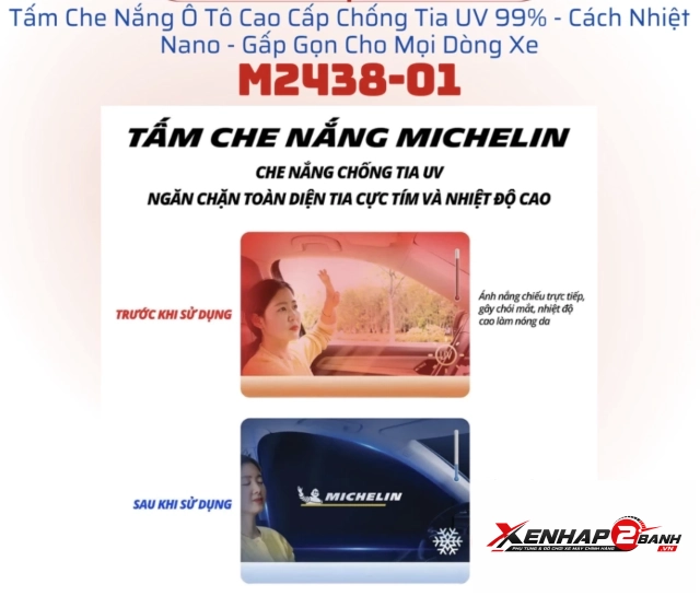 Bộ che nắng xe ô tô michelin m2438-01set 4 cái - 2