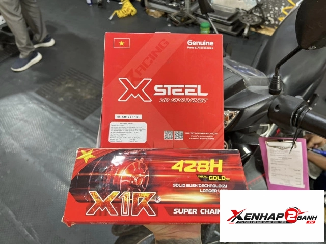Bộ nhông sên dĩa x1r cho sirius 114l vàng - 2