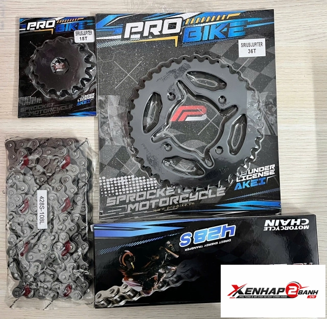 Bộ nhông sên dĩa pro-bike cho sirius 15t - 36t- sên 428s 108l sên tán đúc - 1