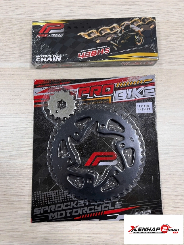 Bộ nhông sên dĩa pro-bike tán đúc vàng đen cho exciter 150 42t 428hs - 1