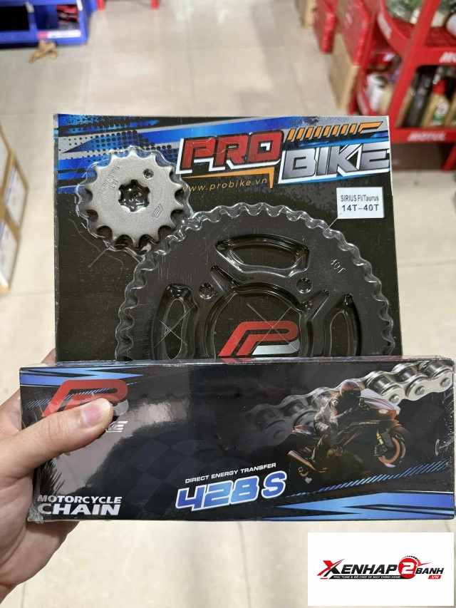 Bộ nhông sên dĩa pro-bike cho sirius fi 14t - 40t- sên 428s 108l sên tán đúc - 1