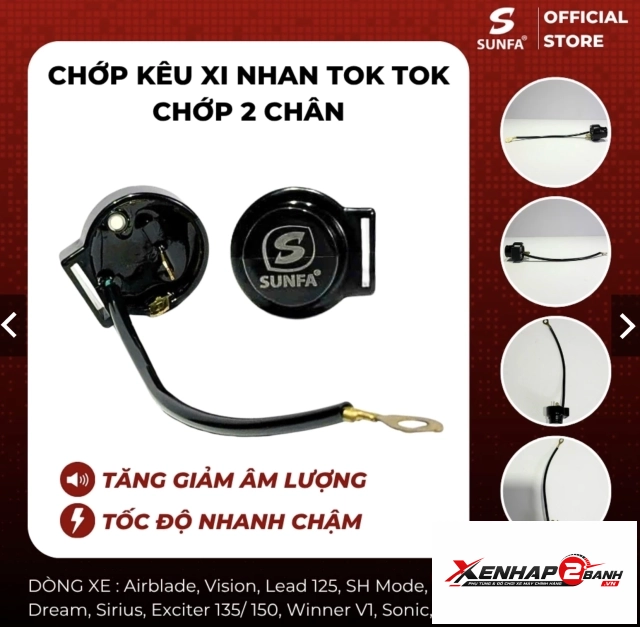 Cục chớp xinhan kêu tok tok sunfa 2 chân dành cho xe số - 1