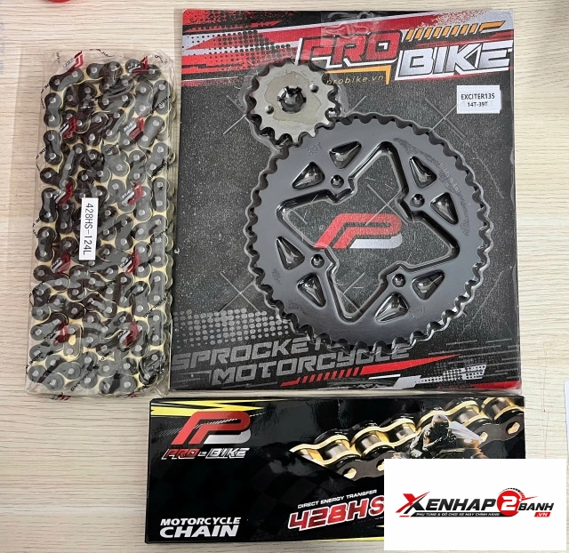 Bộ nhông sên dĩa pro-bike cho exciter 135 14t - 39t - 428hs sên tán đúc - 1