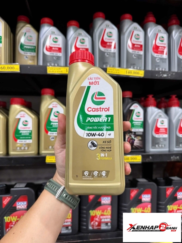 Nhớt castrol power 1 10w40 1l dành cho xe số - 1