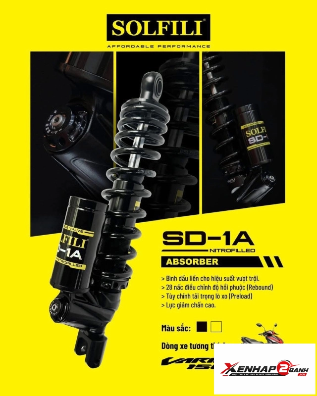 Phuộc solfili sd-1a cho vario 125150 chính hãng 1 tăng chỉnh - 5