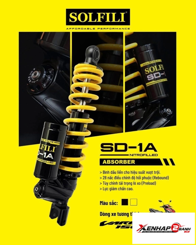 Phuộc solfili sd-1a cho vario 125150 chính hãng 1 tăng chỉnh - 4